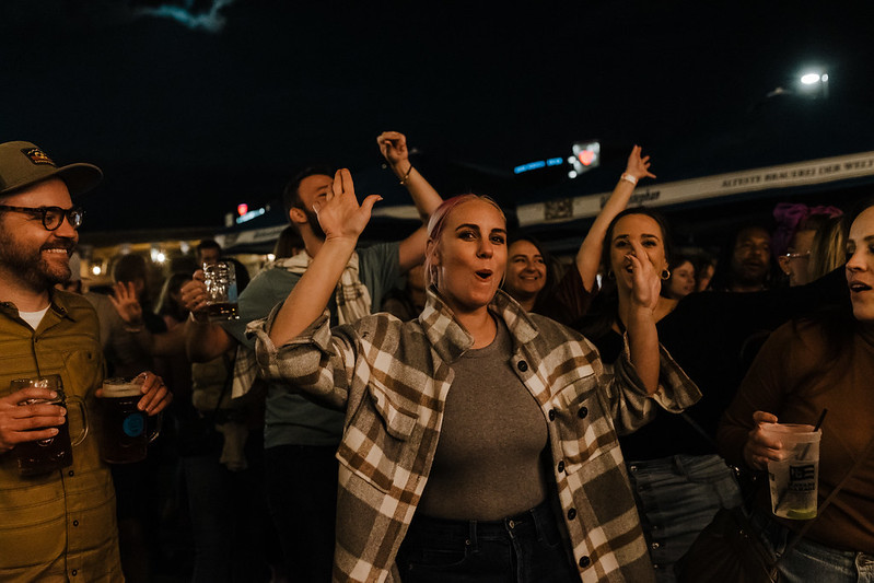 Drummer caught mid-fill during an intense breakdown