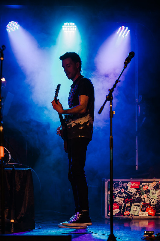 Close-up of guitarist shredding during a solo